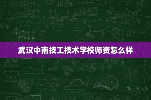 武汉中南技工技术学校师资怎么样 武汉中南技工技术学校师资怎么样