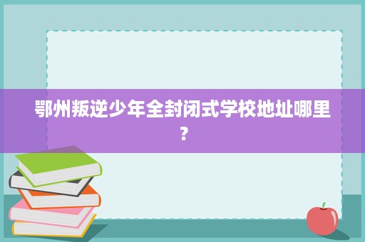 鄂州叛逆少年全封闭式学校地址哪里？