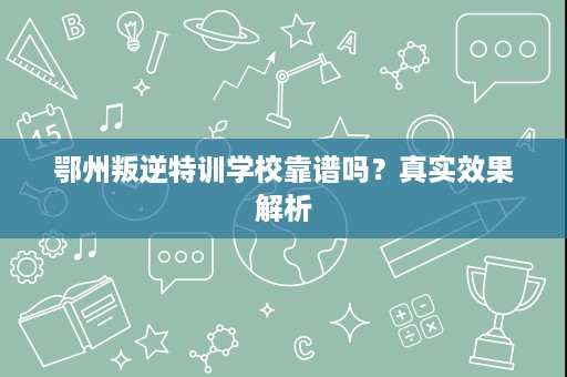 鄂州叛逆特训学校靠谱吗？真实效果解析