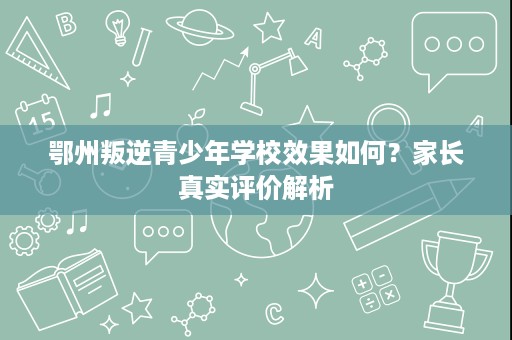 鄂州叛逆青少年学校效果如何？家长真实评价解析