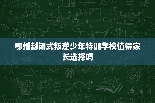 鄂州封闭式叛逆少年特训学校值得家长选择吗