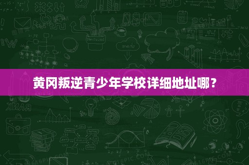 黄冈叛逆青少年学校详细地址哪？
