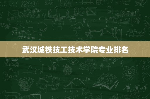 武汉城铁技工技术学院专业排名