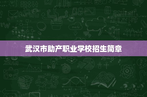武汉市助产职业学校招生简章