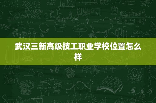 武汉三新高级技工职业学校位置怎么样