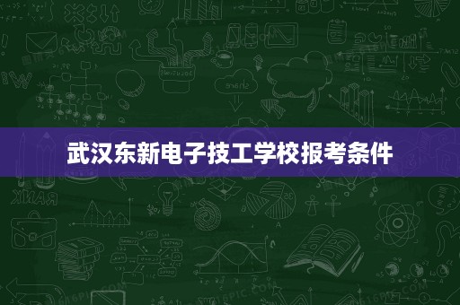 武汉东新电子技工学校报考条件
