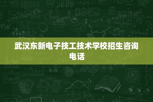 武汉东新电子技工技术学校招生咨询电话
