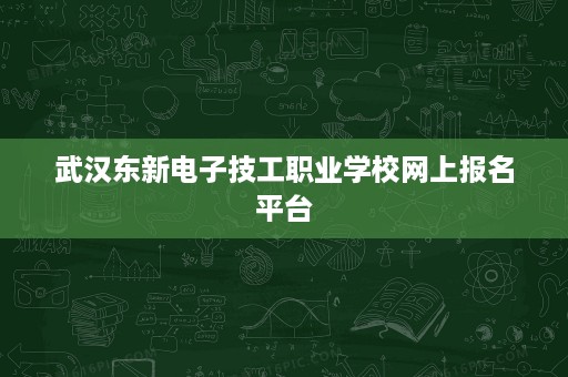 武汉东新电子技工职业学校网上报名平台