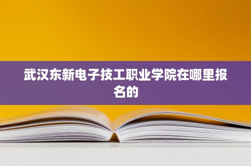 武汉东新电子技工职业学院在哪里报名的