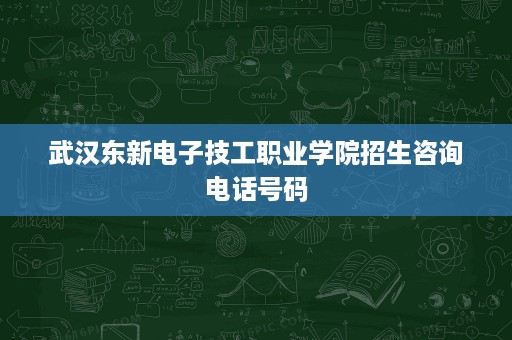 武汉东新电子技工职业学院招生咨询电话号码