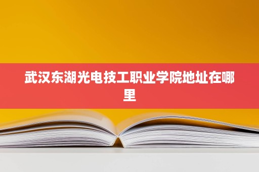 武汉东湖光电技工职业学院地址在哪里