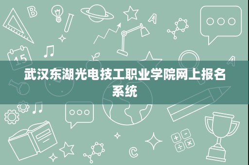 武汉东湖光电技工职业学院网上报名系统
