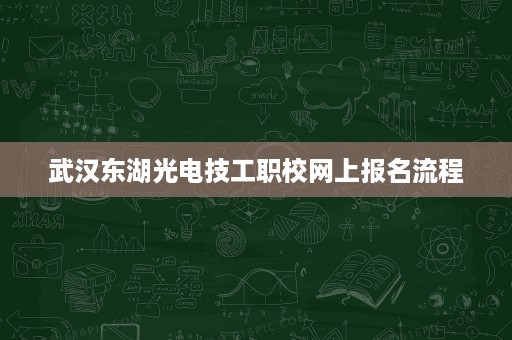 武汉东湖光电技工职校网上报名流程