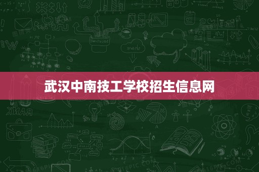 武汉中南技工学校招生信息网