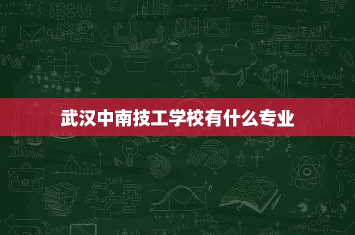 武汉中南技工学校有什么专业
