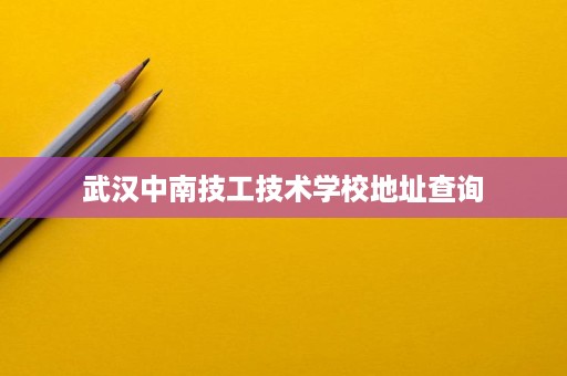 武汉中南技工技术学校地址查询
