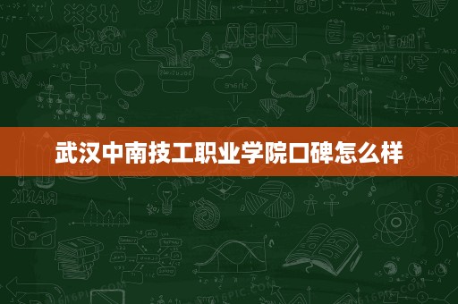 武汉中南技工职业学院口碑怎么样
