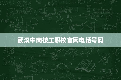 武汉中南技工职校官网电话号码