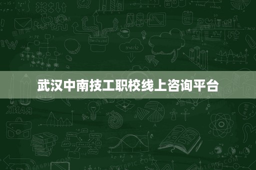 武汉中南技工职校线上咨询平台