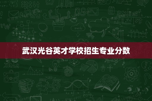 武汉光谷英才学校招生专业分数