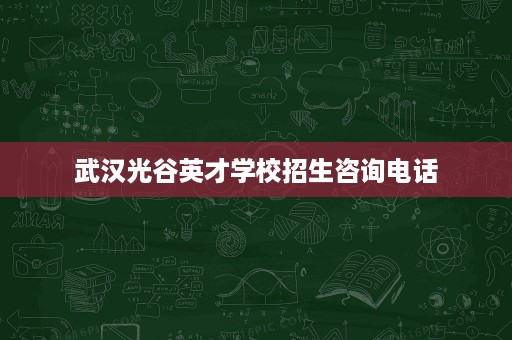 武汉光谷英才学校招生咨询电话