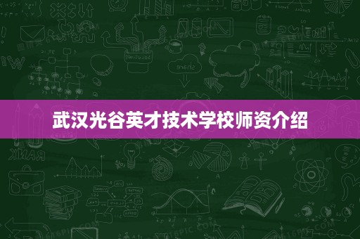 武汉光谷英才技术学校师资介绍