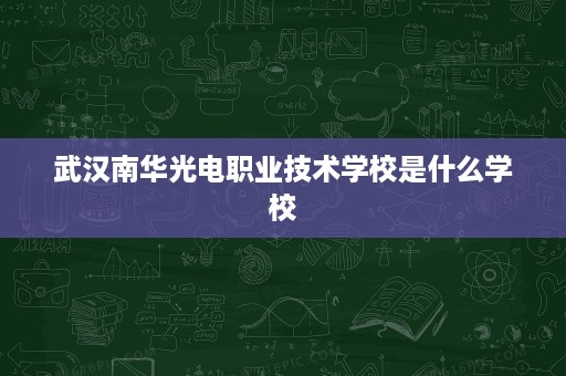 武汉南华光电职业技术学校是什么学校