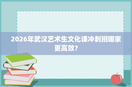 2026年武汉艺术生文化课冲刺班哪家更高效？