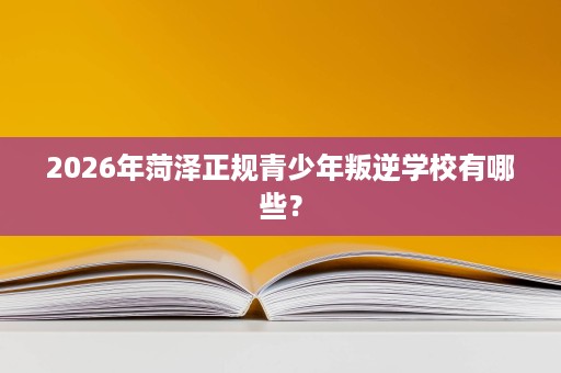 2026年菏泽正规青少年叛逆学校有哪些？