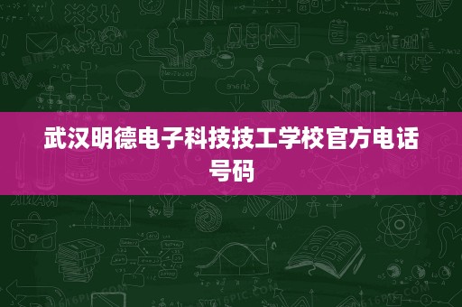 武汉明德电子科技技工学校官方电话号码