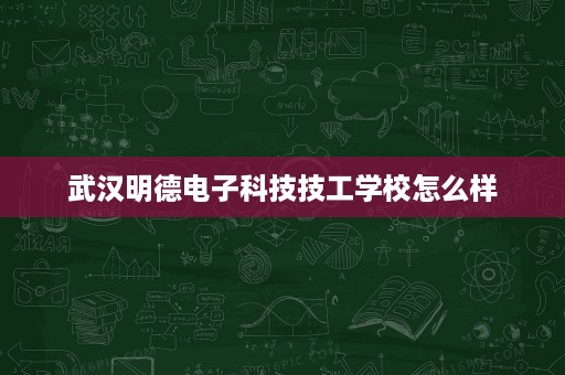 武汉明德电子科技技工学校怎么样