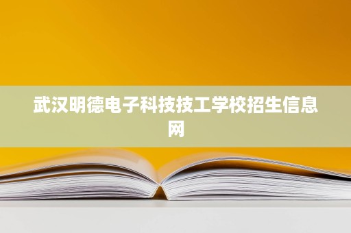 武汉明德电子科技技工学校招生信息网