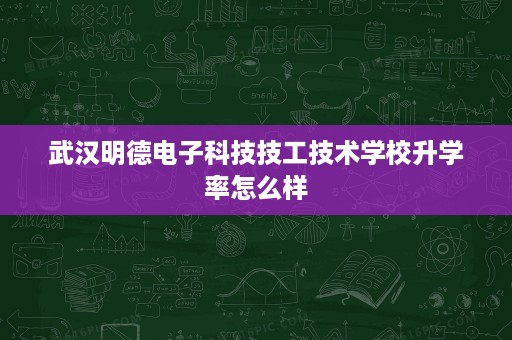 武汉明德电子科技技工技术学校升学率怎么样