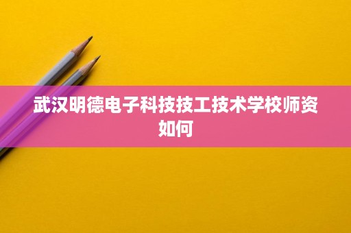 武汉明德电子科技技工技术学校师资如何