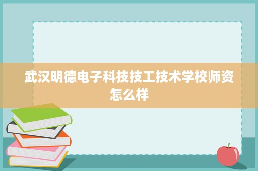 武汉明德电子科技技工技术学校师资怎么样