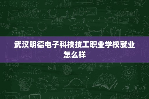 武汉明德电子科技技工职业学校就业怎么样