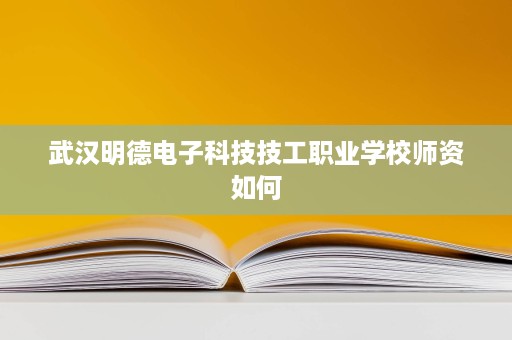 武汉明德电子科技技工职业学校师资如何
