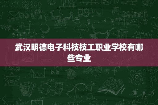 武汉明德电子科技技工职业学校有哪些专业