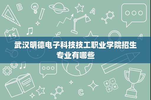 武汉明德电子科技技工职业学院招生专业有哪些