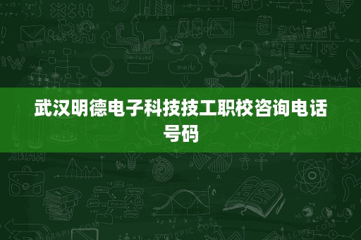 武汉明德电子科技技工职校咨询电话号码