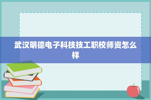 武汉明德电子科技技工职校师资怎么样