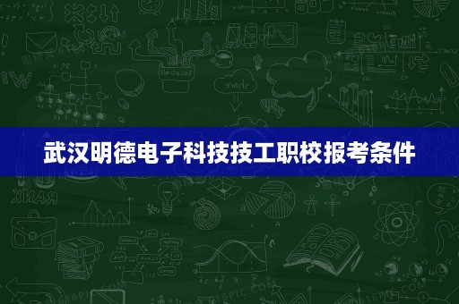 武汉明德电子科技技工职校报考条件