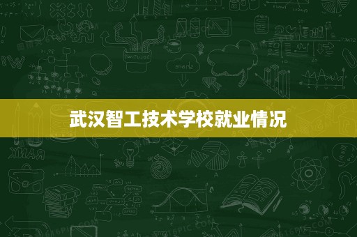 武汉智工技术学校就业情况