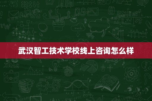 武汉智工技术学校线上咨询怎么样