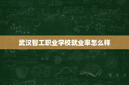 武汉智工职业学校就业率怎么样