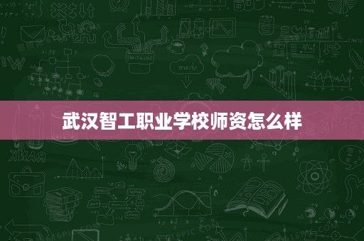 武汉智工职业学校师资怎么样
