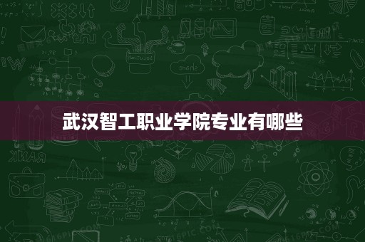 武汉智工职业学院专业有哪些