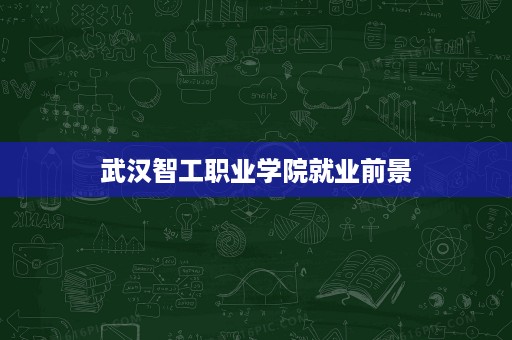 武汉智工职业学院就业前景