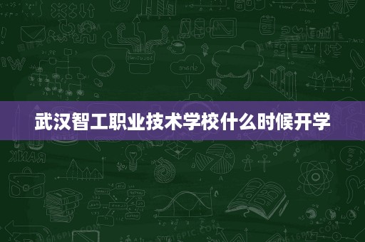 武汉智工职业技术学校什么时候开学