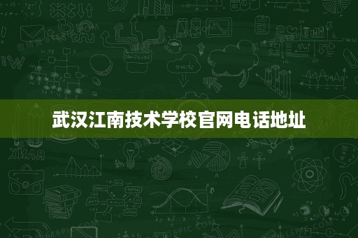 武汉江南技术学校官网电话地址